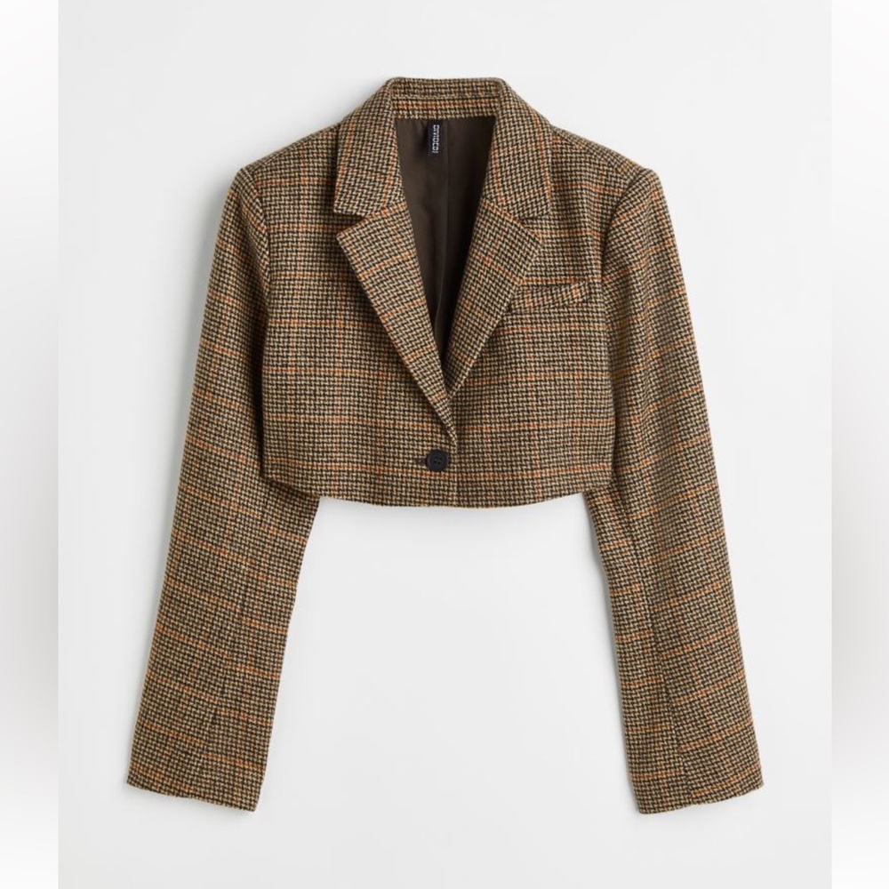 Twill cropped blazer